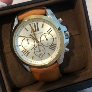 Michael Kors Leather Gold Oversized Watch